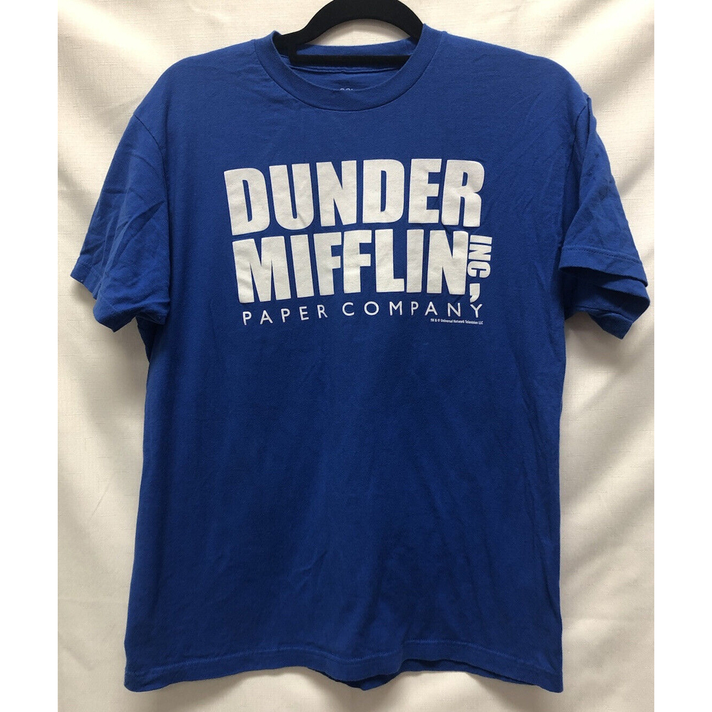 The Office Dunder Mifflin Paper Company Athletic Fit Stretch T Shirt Blue Mens L